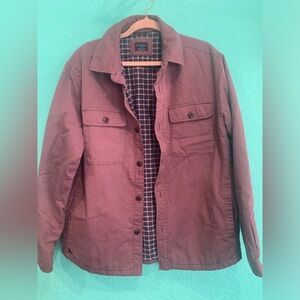 UNTUCKit Men's Maroon Button-Front Utility Shirt Jacket L distressed workwear